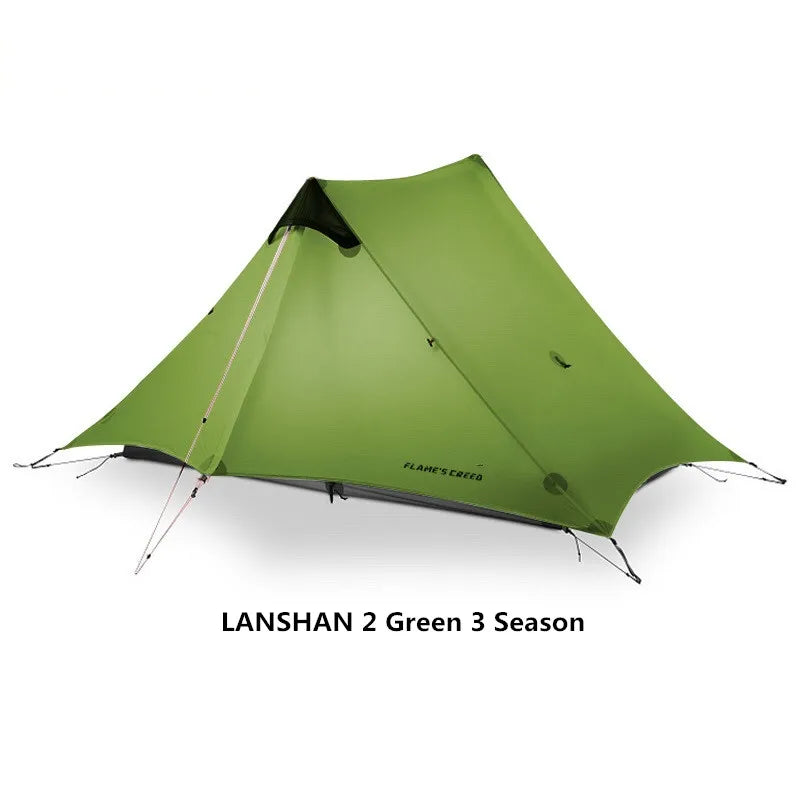 2021 New Version FLAME'S CREED LanShan 2 Person Oudoor Ultralight Camping Tent 3 Season Professional 15D Silnylon Rodless Tent