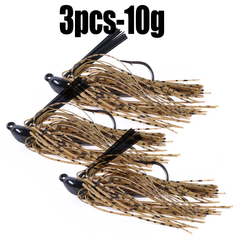 Hengjia 10g Weedless Skirted Bass Jig Finesse Flipping Jig Swim Jig Carp Freshwater Fishing Football Jig Fishing Tackle