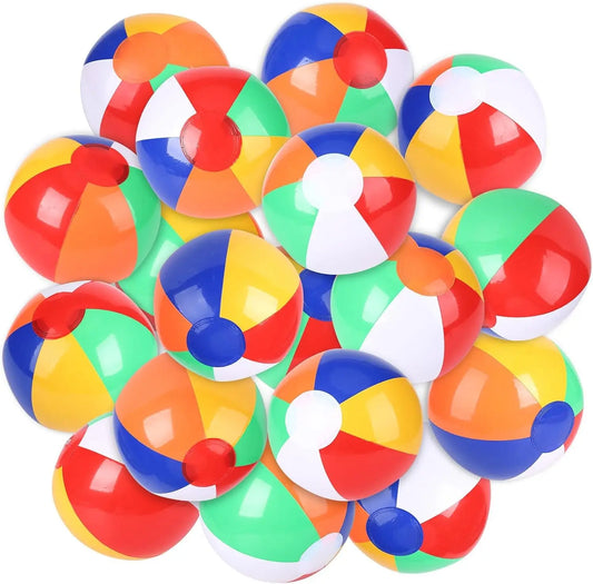 18pcs Inflatable Beach Balls for Kids Pool Toys, Rainbow Color Summer Water Toy Indoor Outdoor Fun Play Game Activities, Birthday Party Favors, Hawaiian Tropical Theme Party Decorations