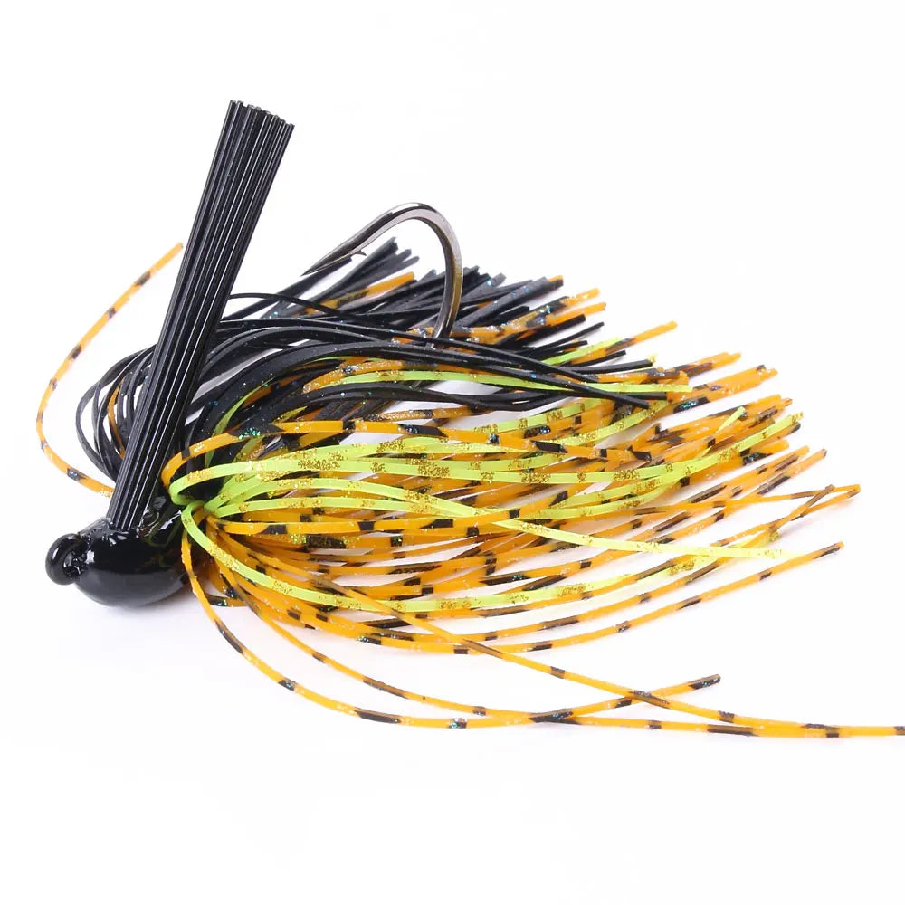 Hengjia 10g Weedless Skirted Bass Jig Finesse Flipping Jig Swim Jig Carp Freshwater Fishing Football Jig Fishing Tackle