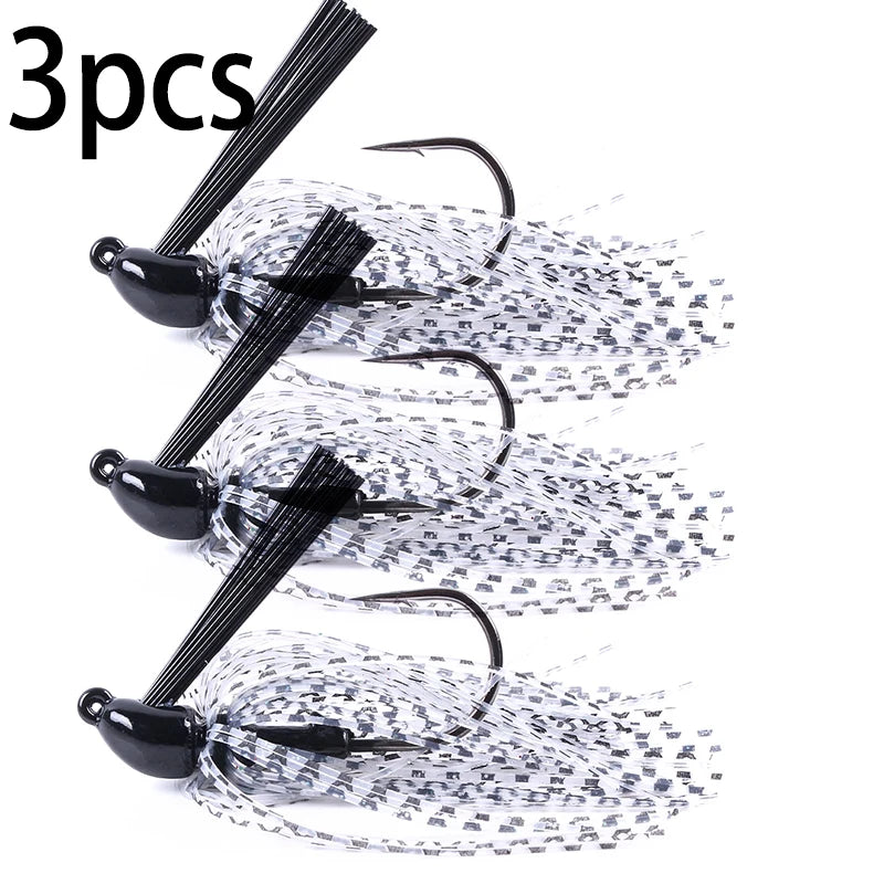 Hengjia 10g Weedless Skirted Bass Jig Finesse Flipping Jig Swim Jig Carp Freshwater Fishing Football Jig Fishing Tackle