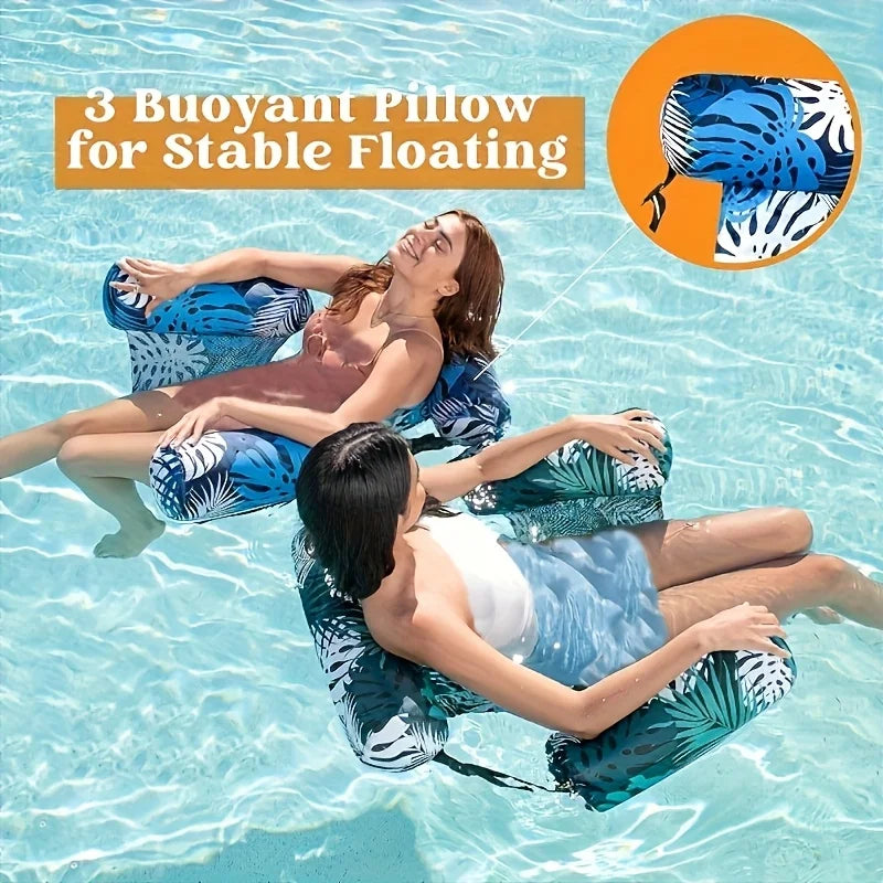 1/2pcs Adult Inflatable Pool Lounge Chair,Durable PVC Floating Bed for Beach &Swimming Pool,Foldable Water Lounger, Mixed Colors