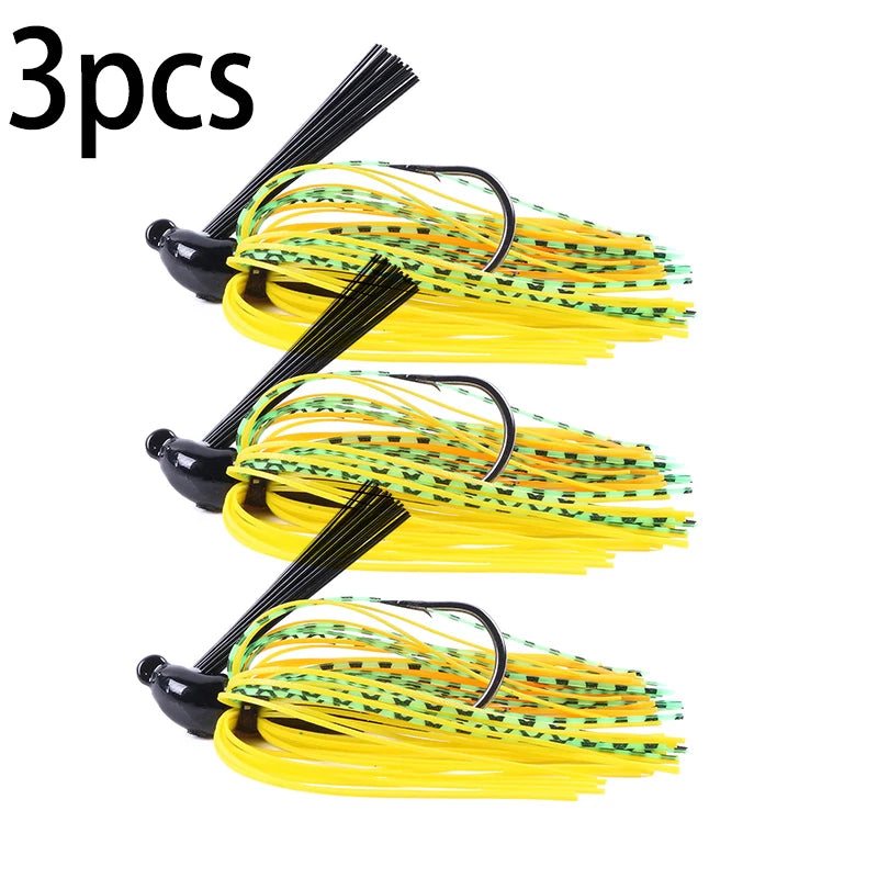 Hengjia 10g Weedless Skirted Bass Jig Finesse Flipping Jig Swim Jig Carp Freshwater Fishing Football Jig Fishing Tackle