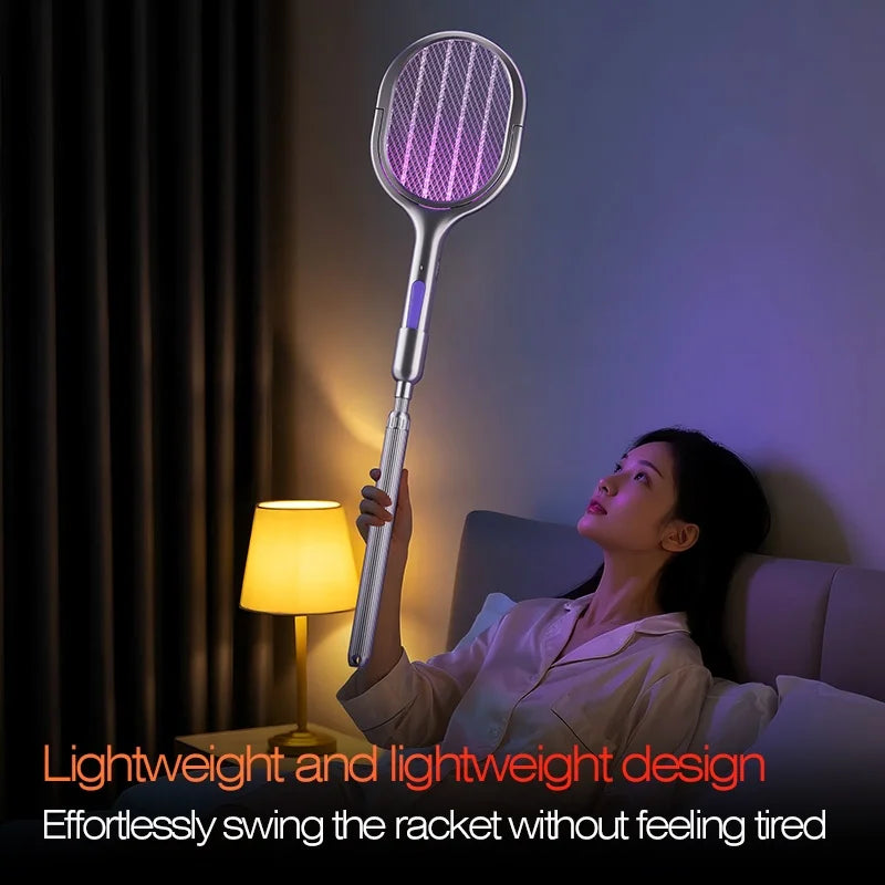 Scalable Portable Mosquito Swatter, Fly Swatter, Electric Mosquito Swatter Insect Swatter Mosquito Swatter with Mosquito Lure Lamp Extension, USB Rechargeable Insect Repellent, Physical Pest Control, Suitable for Bedrooms, Of