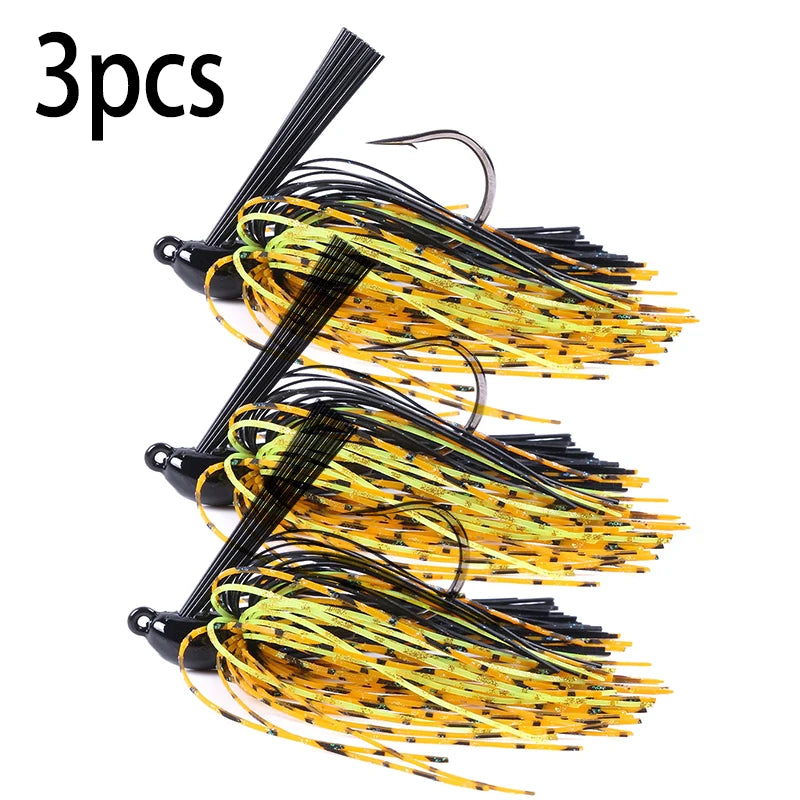 Hengjia 10g Weedless Skirted Bass Jig Finesse Flipping Jig Swim Jig Carp Freshwater Fishing Football Jig Fishing Tackle