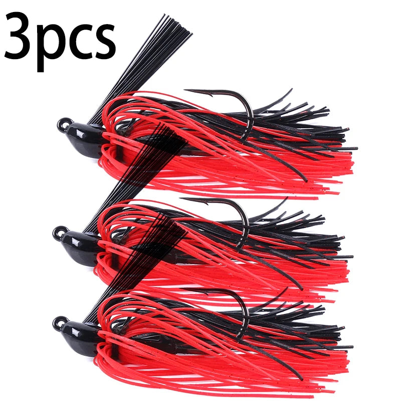 Hengjia 10g Weedless Skirted Bass Jig Finesse Flipping Jig Swim Jig Carp Freshwater Fishing Football Jig Fishing Tackle