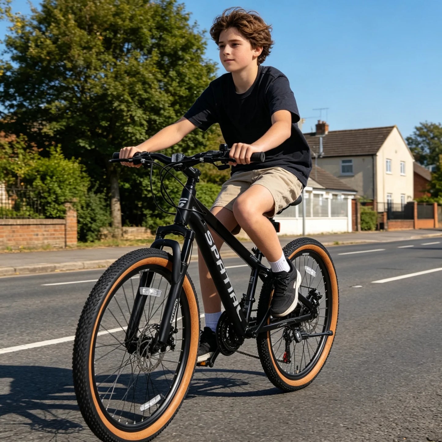 Spatial 24'' Mountain Bike 21-Speed MTB with Disc Brake And Front Suspension For Teens Students Commuter And Off-Road Bicycle