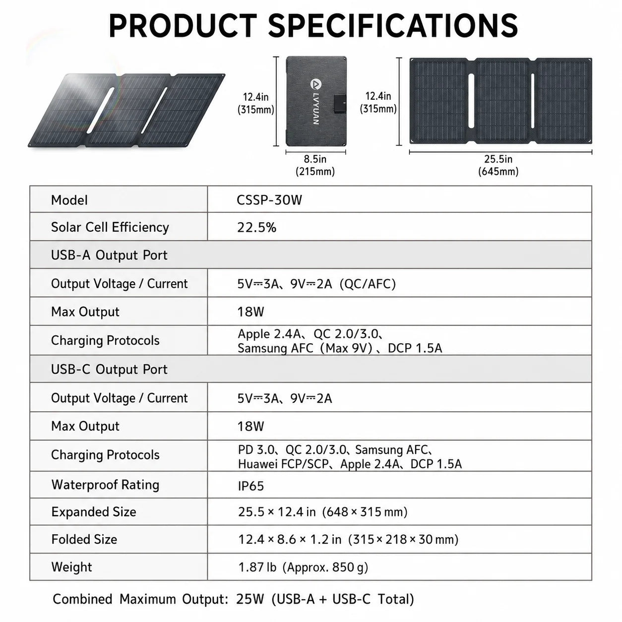 LVYUAN Foldable Solar Panel 30W 100W 200W 300W 400W Portable Monocrystalline ETFE Solar Charger 22.5% High Efficiency with MC4 DC5521 Output for Power Station Solar Generator RV Camping Outdoor Travel Emergency Backup Off-Gri