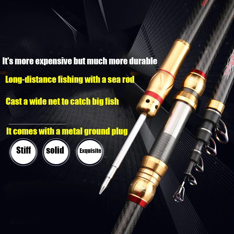 Telescopic Surf Spinning Rod 2.1/2.4/2.7/3.6/3.9/4.2/4.5m Power80-200g 36T Carbon Travel Surfcasting Shore Casting Fishing Pole