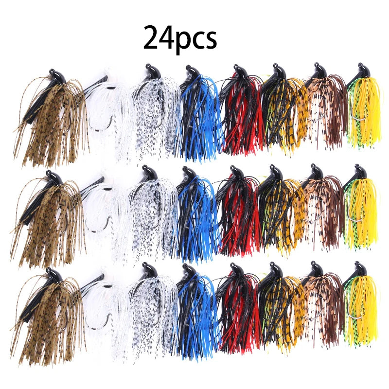 Hengjia 10g Weedless Skirted Bass Jig Finesse Flipping Jig Swim Jig Carp Freshwater Fishing Football Jig Fishing Tackle