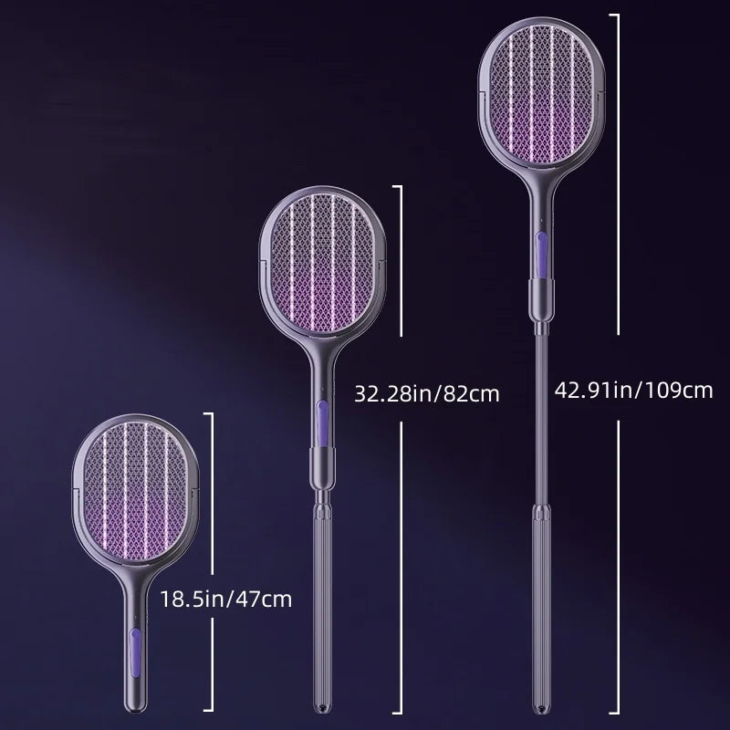Scalable Portable Mosquito Swatter, Fly Swatter, Electric Mosquito Swatter Insect Swatter Mosquito Swatter with Mosquito Lure Lamp Extension, USB Rechargeable Insect Repellent, Physical Pest Control, Suitable for Bedrooms, Of