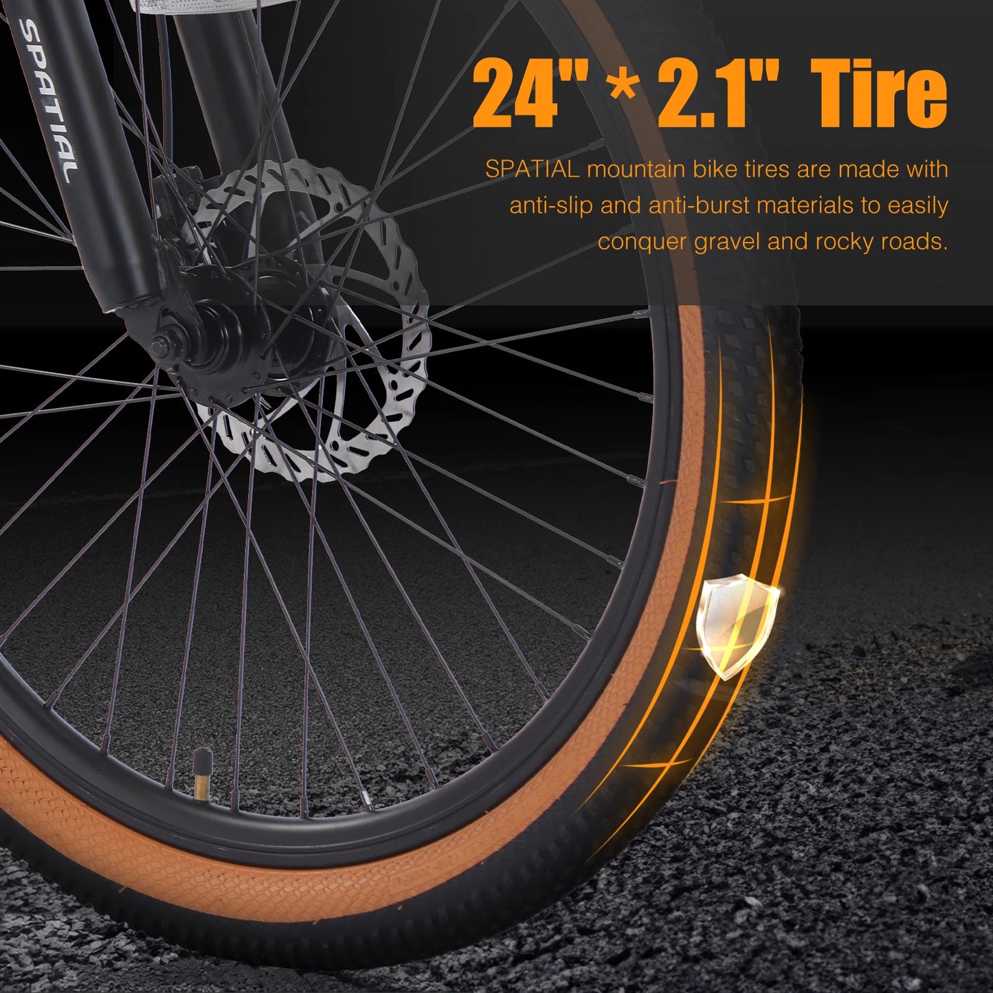 Spatial 24'' Mountain Bike 21-Speed MTB with Disc Brake And Front Suspension For Teens Students Commuter And Off-Road Bicycle