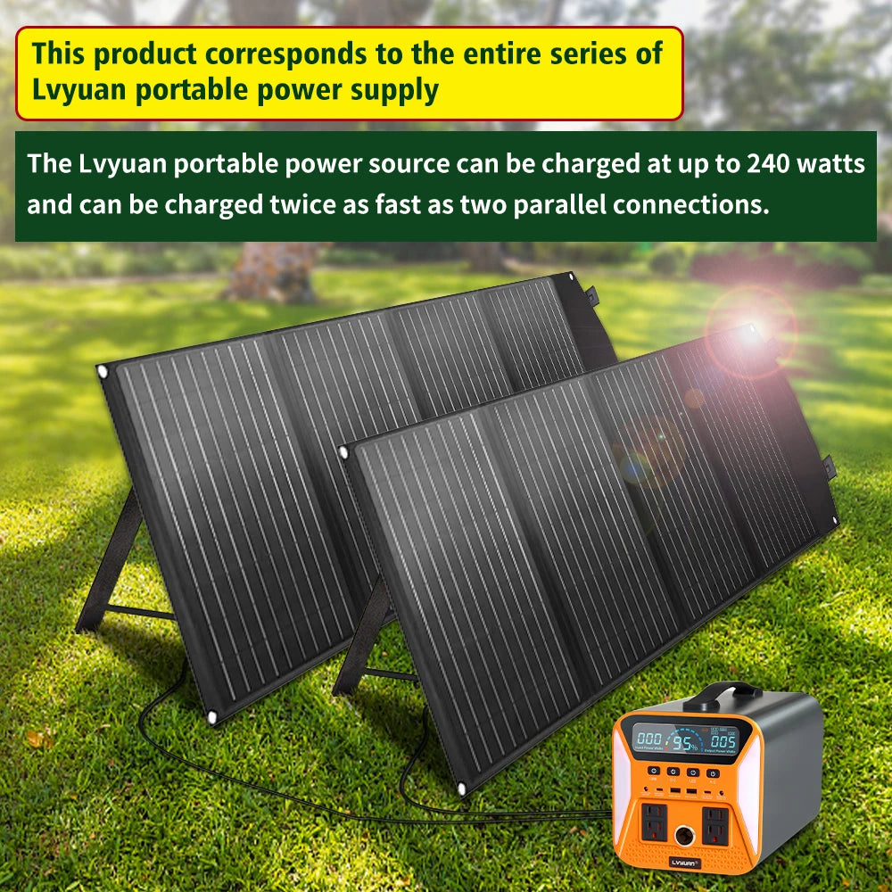 LVYUAN Foldable Solar Panel 120W 200W 300W 400W Portable Solar Charger with Monocrystalline Cells MC4 Connector High Efficiency Solar Panel for Portable Power Station RV Camping Outdoor Off Grid Battery Charging