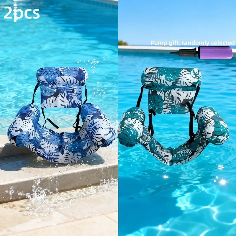 1/2pcs Adult Inflatable Pool Lounge Chair,Durable PVC Floating Bed for Beach &Swimming Pool,Foldable Water Lounger, Mixed Colors