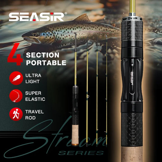 Silent Stream Spinning Baitcasting Fishing Rod Carbon Fiber UL Power 1.53/1.65M Spinning Casting Lure Rods 4 Sections