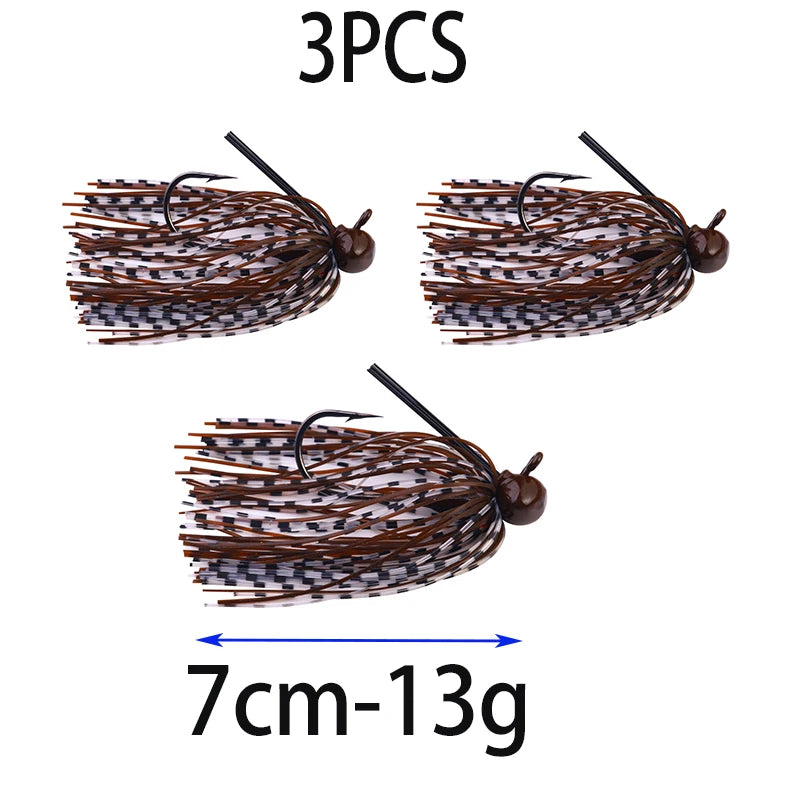 Hengjia 10g Weedless Skirted Bass Jig Finesse Flipping Jig Swim Jig Carp Freshwater Fishing Football Jig Fishing Tackle