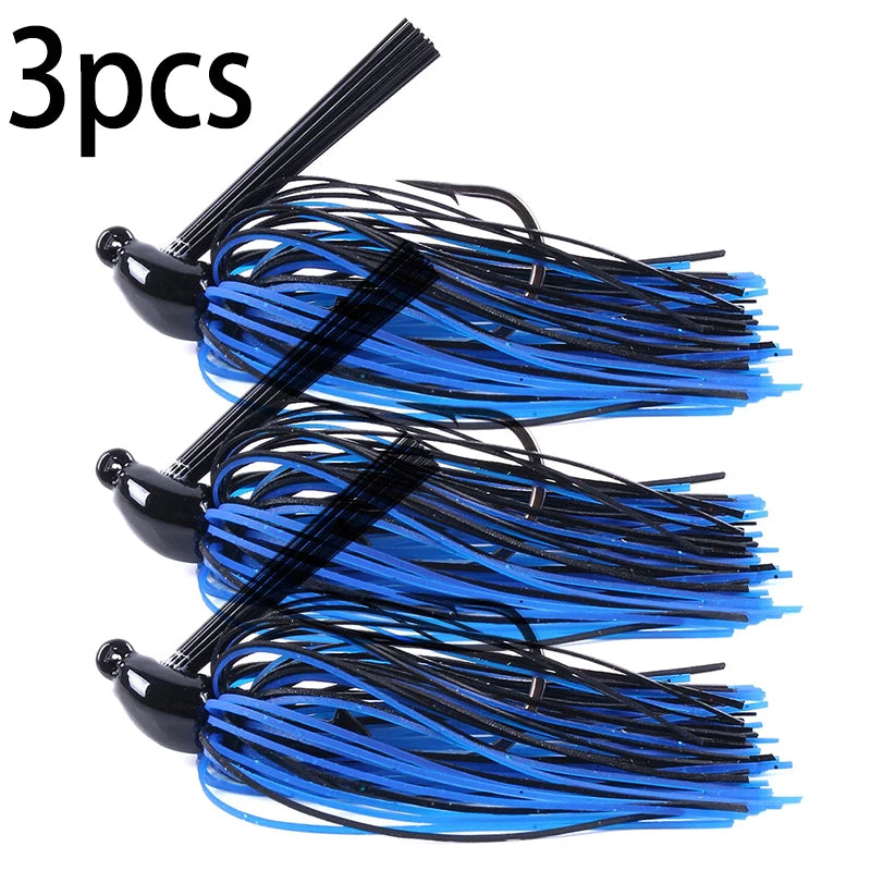 Hengjia 10g Weedless Skirted Bass Jig Finesse Flipping Jig Swim Jig Carp Freshwater Fishing Football Jig Fishing Tackle