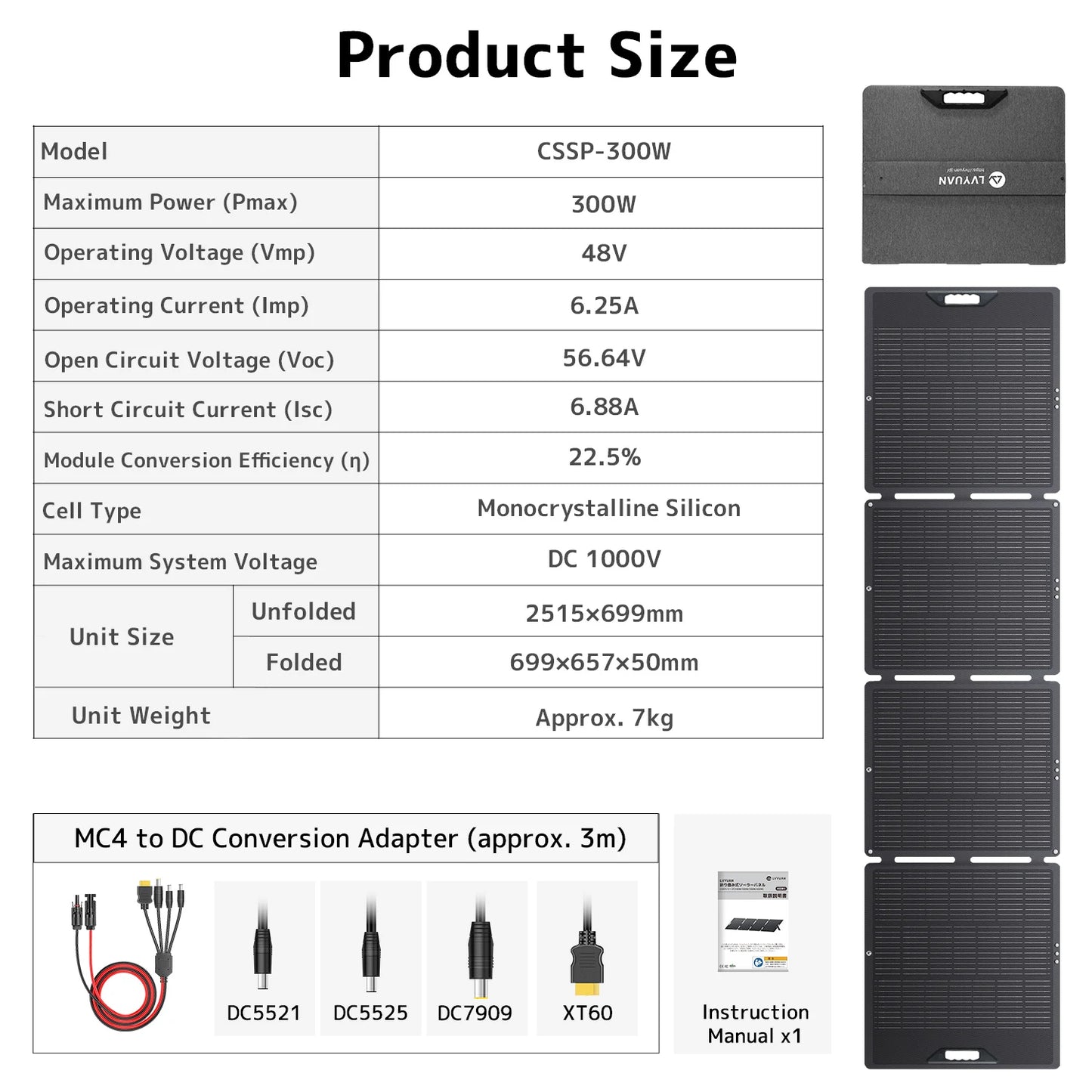 LVYUAN Foldable Solar Panel 30W 100W 200W 300W 400W Portable Monocrystalline ETFE Solar Charger 22.5% High Efficiency with MC4 DC5521 Output for Power Station Solar Generator RV Camping Outdoor Travel Emergency Backup Off-Gri