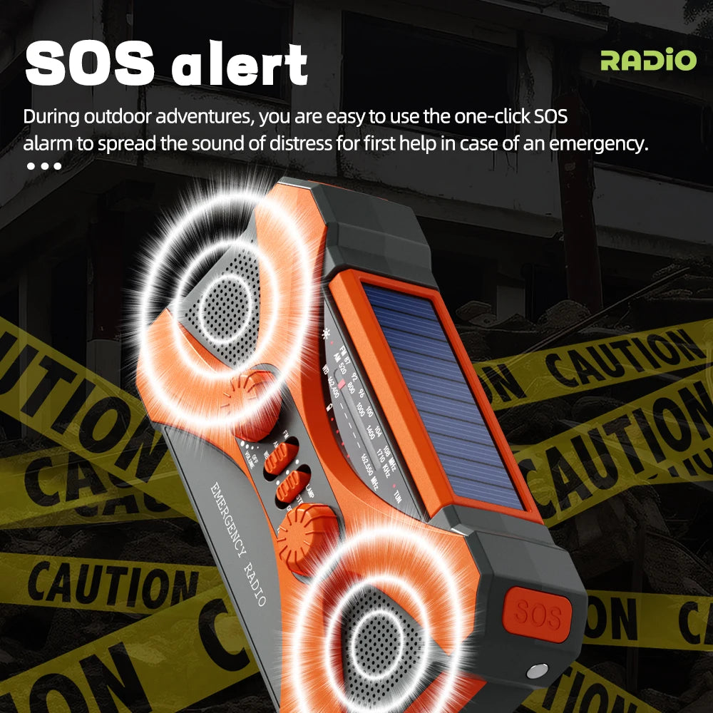 10000mAh Emergency Radio, Solar Hand Crank Radio, Portable AM/FM/NOAA Weather Radio with Cell Phone Charger, LED Flashlight
