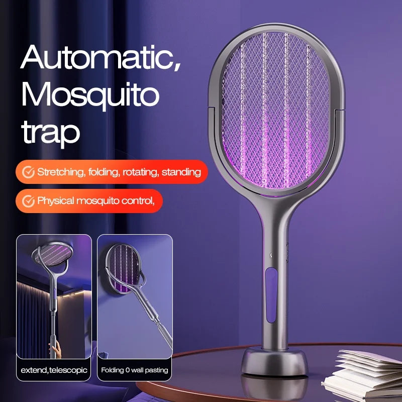 Scalable Portable Mosquito Swatter, Fly Swatter, Electric Mosquito Swatter Insect Swatter Mosquito Swatter with Mosquito Lure Lamp Extension, USB Rechargeable Insect Repellent, Physical Pest Control, Suitable for Bedrooms, Of
