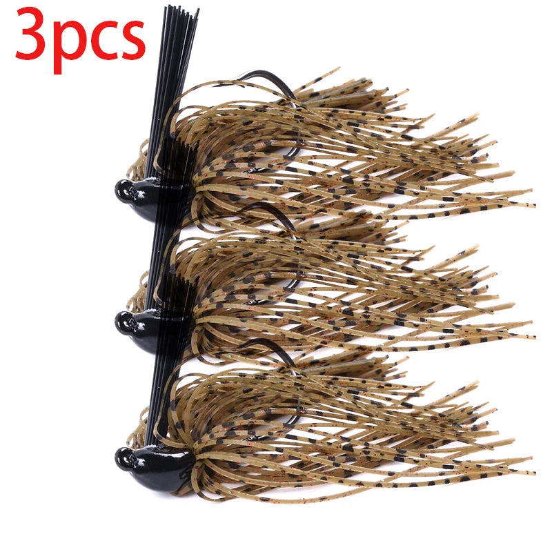 Hengjia 10g Weedless Skirted Bass Jig Finesse Flipping Jig Swim Jig Carp Freshwater Fishing Football Jig Fishing Tackle