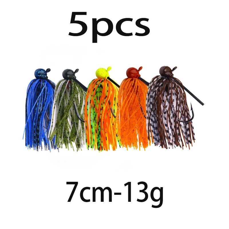 Hengjia 10g Weedless Skirted Bass Jig Finesse Flipping Jig Swim Jig Carp Freshwater Fishing Football Jig Fishing Tackle