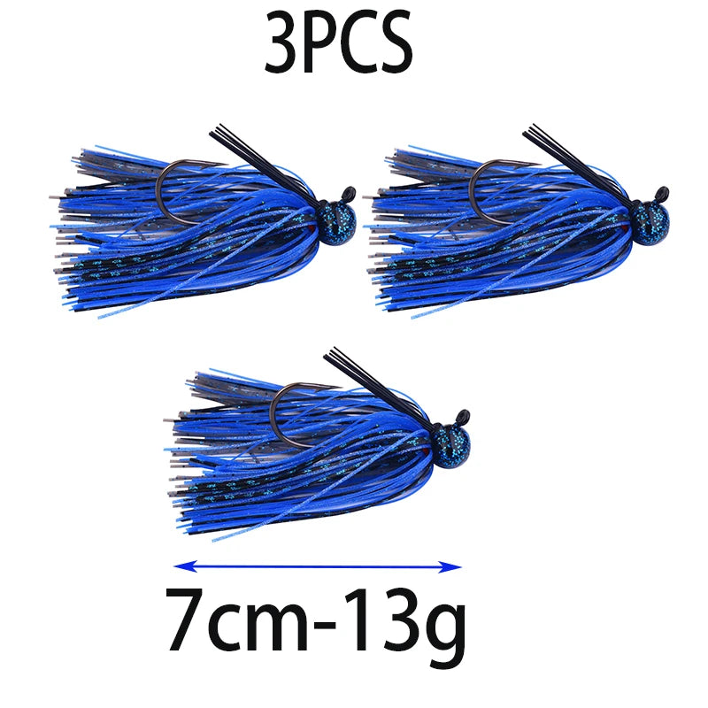 Hengjia 10g Weedless Skirted Bass Jig Finesse Flipping Jig Swim Jig Carp Freshwater Fishing Football Jig Fishing Tackle