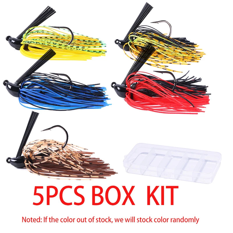 Hengjia 10g Weedless Skirted Bass Jig Finesse Flipping Jig Swim Jig Carp Freshwater Fishing Football Jig Fishing Tackle