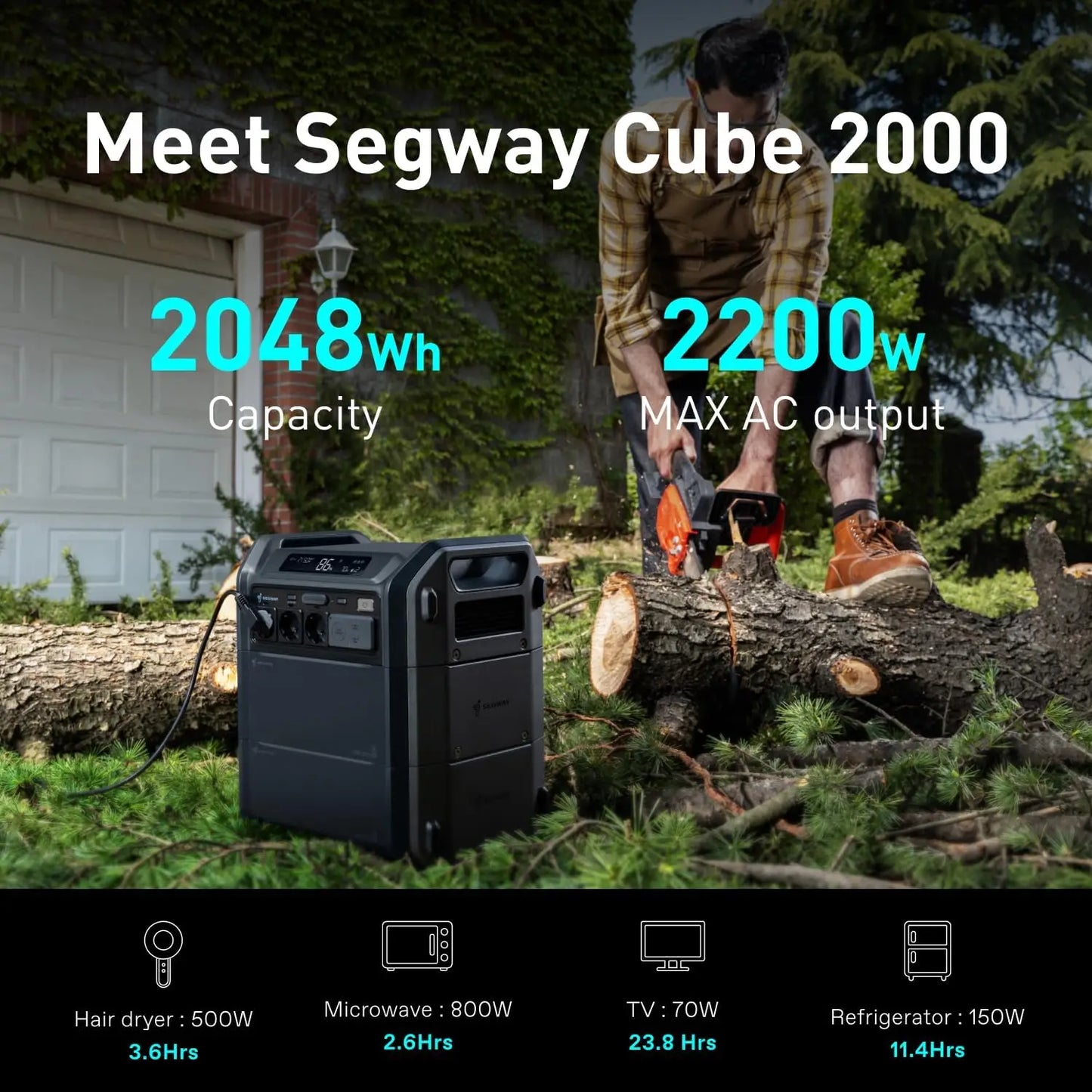Compact 2048Wh LiFePO4 Solar Generator 2200W AC Expandable 5kWh Off Grid Camping Home Backup Power