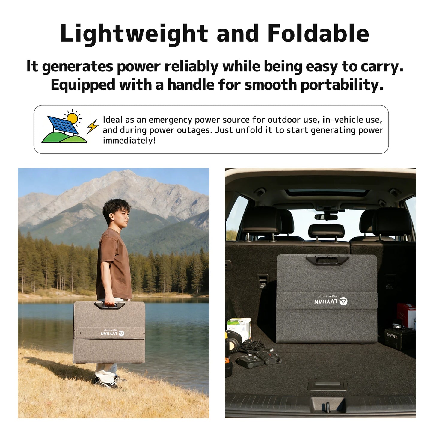 LVYUAN Foldable Solar Panel 30W 100W 200W 300W 400W Portable Monocrystalline ETFE Solar Charger 22.5% High Efficiency with MC4 DC5521 Output for Power Station Solar Generator RV Camping Outdoor Travel Emergency Backup Off-Gri