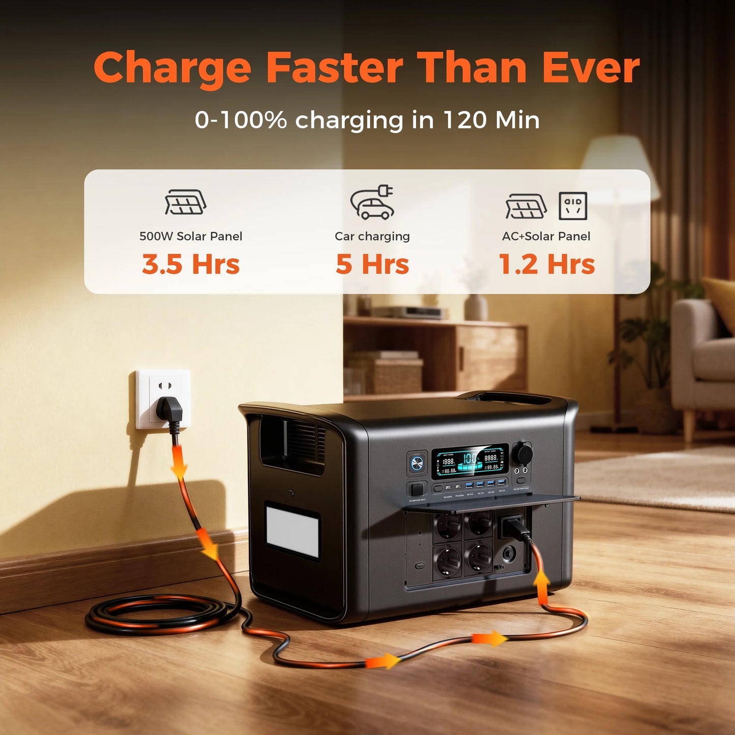 2000Wh Portable Power Station Lifepo4 Batteries Outdoor Powerful Power Bank 640000mAh Large Capacity Secondary Battery Camping