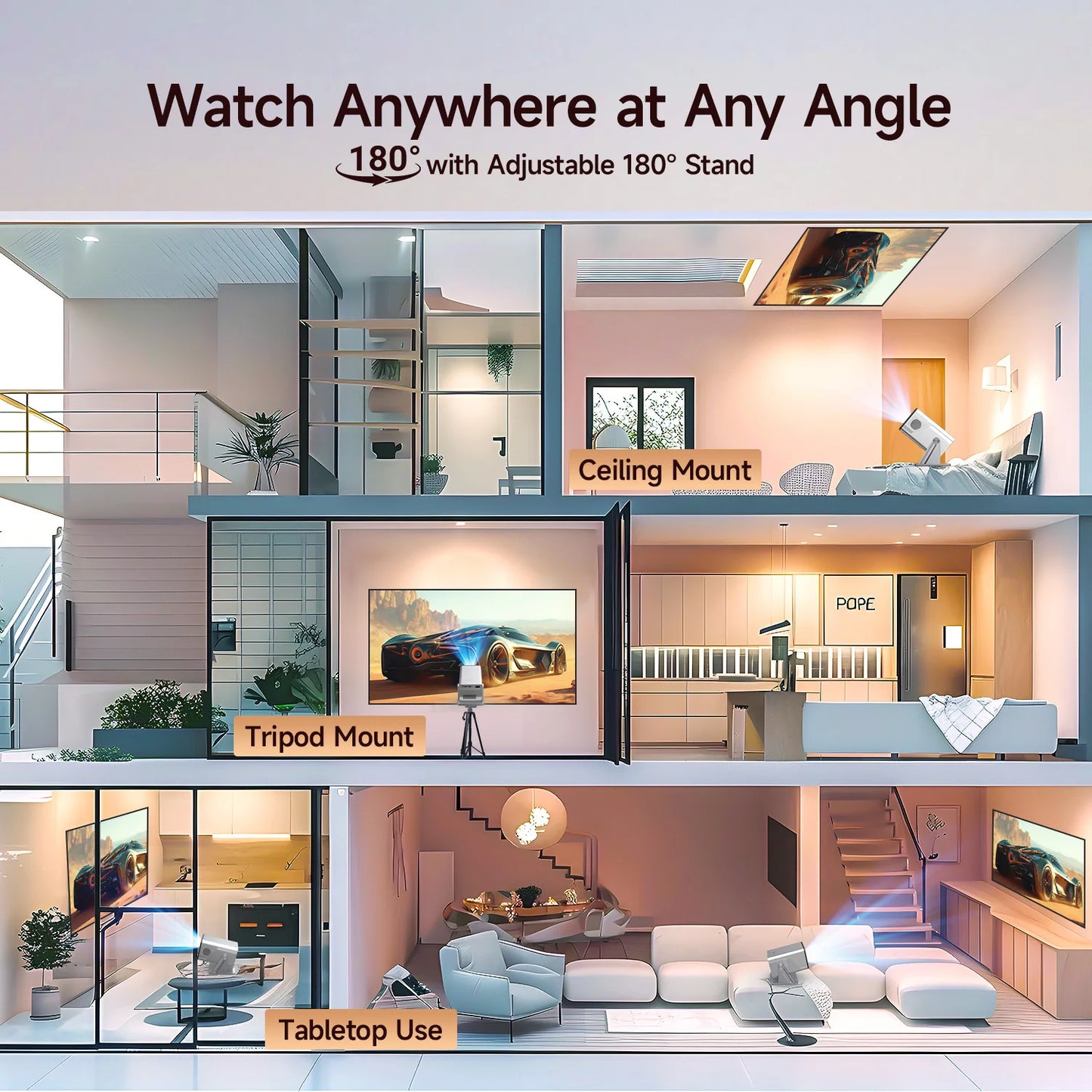 Magcubic 8K Support HD 1080P 1000ANSI X7 Projector With 5W Speaker Android 14 WiFi6 BT5.4 Outdoor Video Home Theater Projector