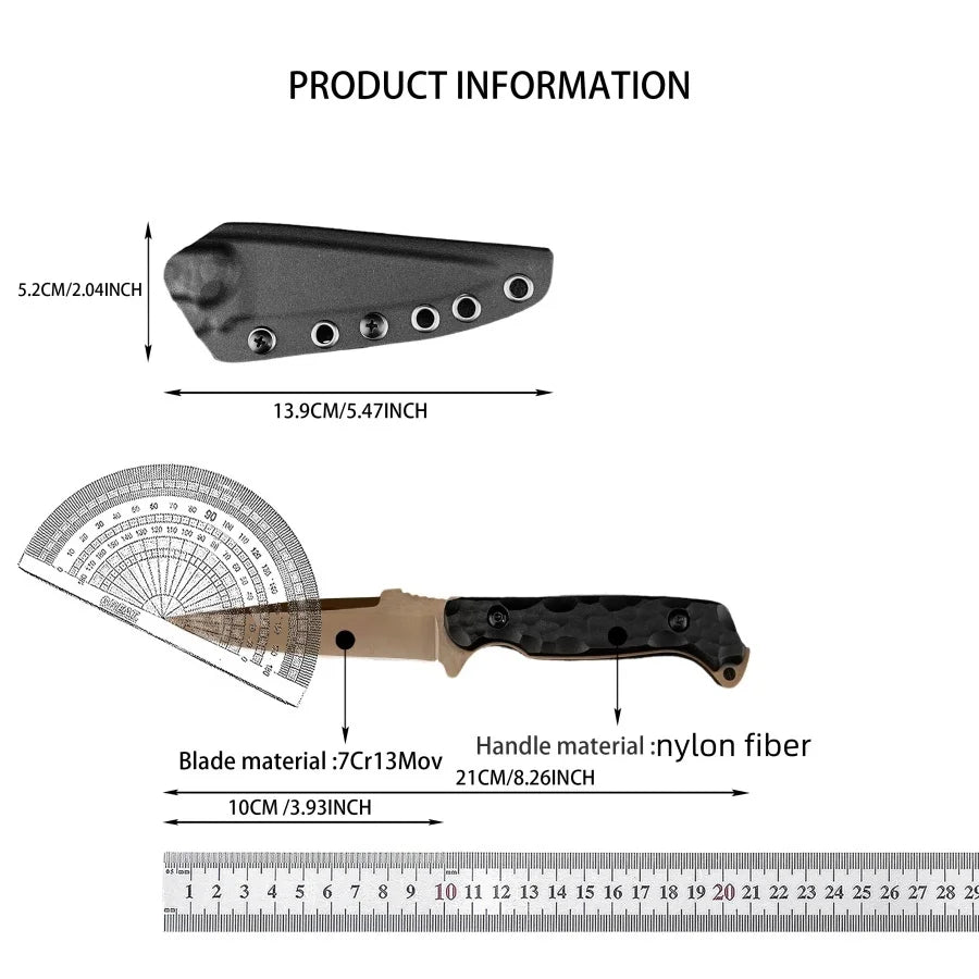 TO//OR Field Rescue Knife 7Cr13Mov Blade and Nylon Fiber Handle Suitable for Outdoor Camping Daily Emergency Carrying Men's Gift