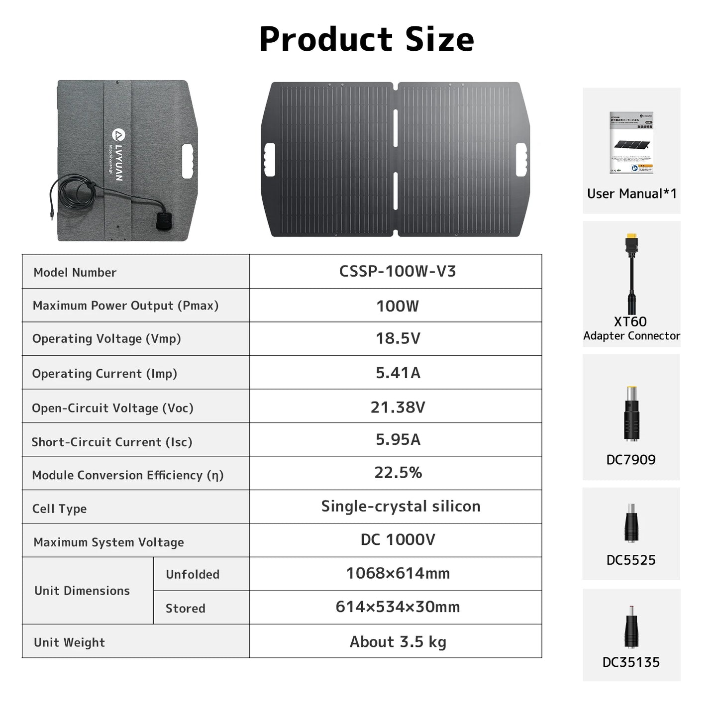 LVYUAN Foldable Solar Panel 30W 100W 200W 300W 400W Portable Monocrystalline ETFE Solar Charger 22.5% High Efficiency with MC4 DC5521 Output for Power Station Solar Generator RV Camping Outdoor Travel Emergency Backup Off-Gri