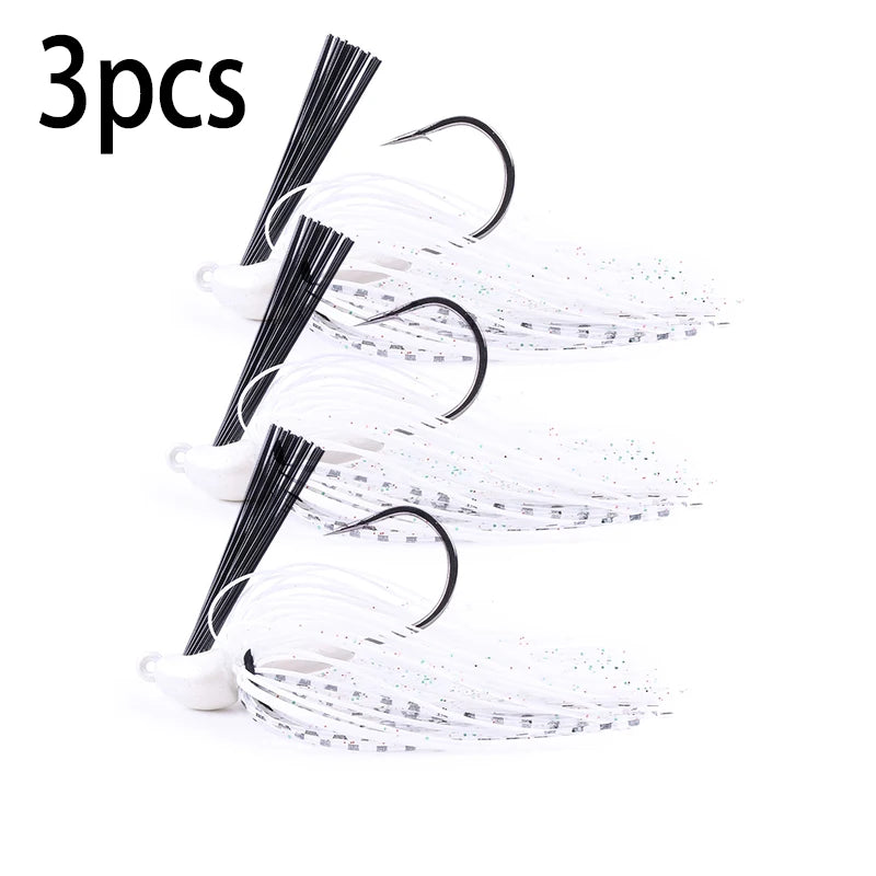 Hengjia 10g Weedless Skirted Bass Jig Finesse Flipping Jig Swim Jig Carp Freshwater Fishing Football Jig Fishing Tackle