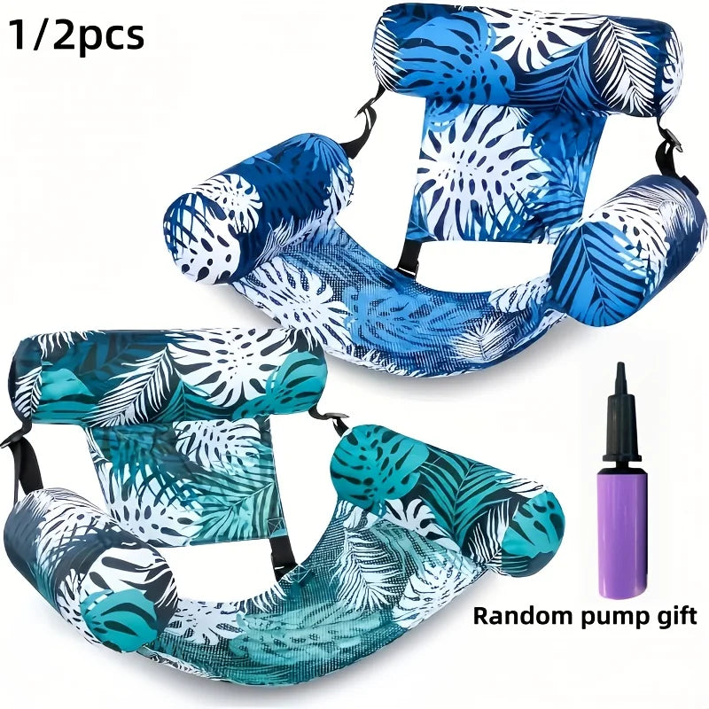 1/2pcs Adult Inflatable Pool Lounge Chair,Durable PVC Floating Bed for Beach &Swimming Pool,Foldable Water Lounger, Mixed Colors