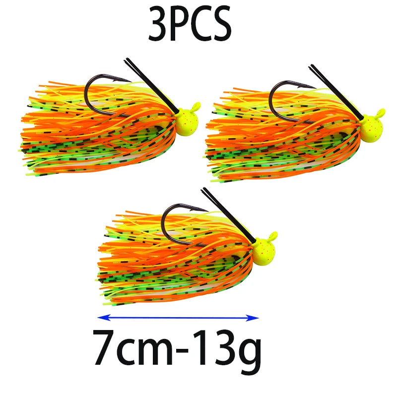 Hengjia 10g Weedless Skirted Bass Jig Finesse Flipping Jig Swim Jig Carp Freshwater Fishing Football Jig Fishing Tackle