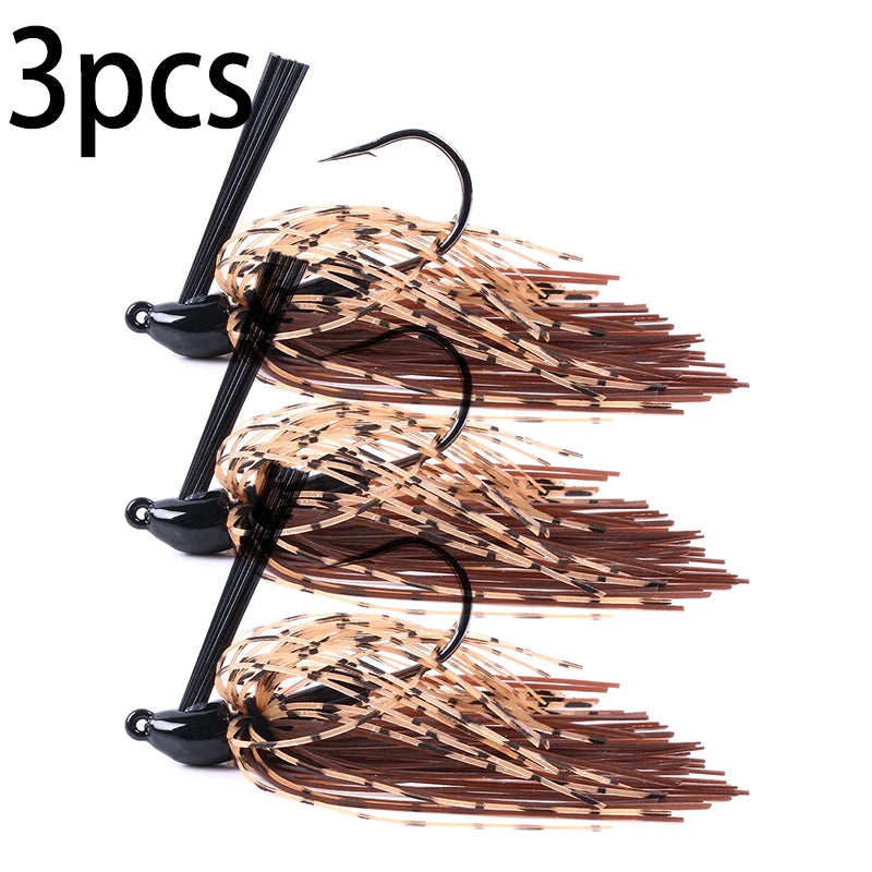 Hengjia 10g Weedless Skirted Bass Jig Finesse Flipping Jig Swim Jig Carp Freshwater Fishing Football Jig Fishing Tackle