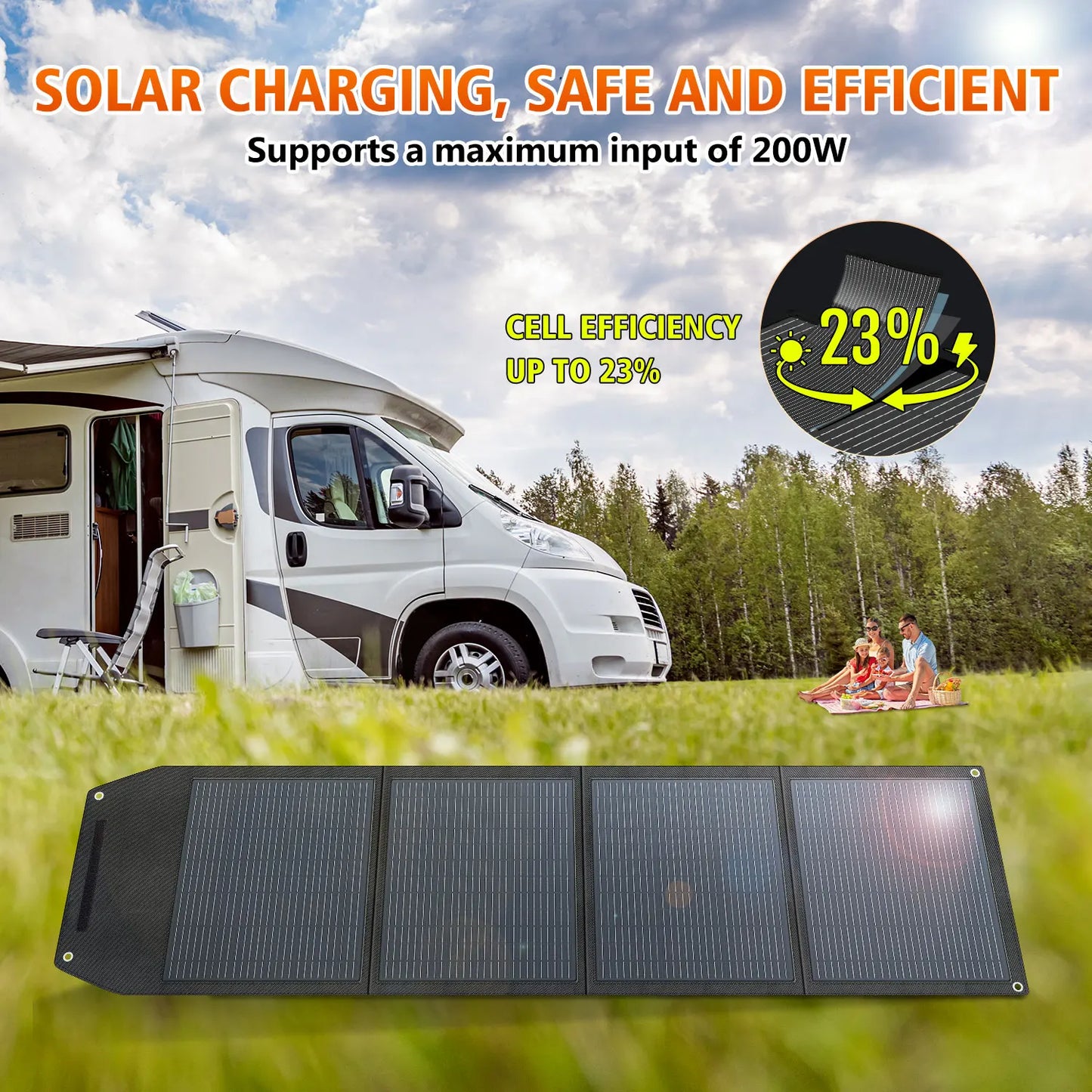 LVYUAN Foldable Solar Panel 120W 200W 300W 400W Portable Solar Charger with Monocrystalline Cells MC4 Connector High Efficiency Solar Panel for Portable Power Station RV Camping Outdoor Off Grid Battery Charging