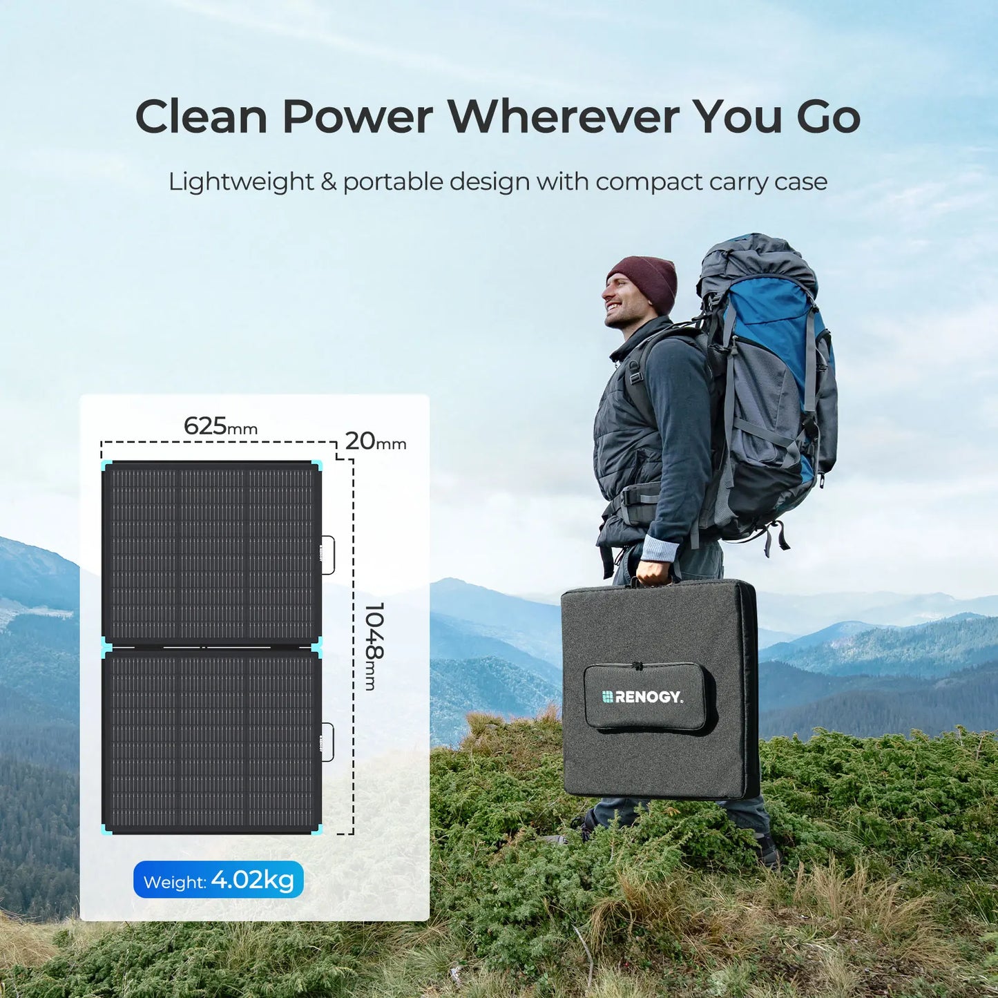 Renogy 100W Portable Solar Panel Suitcase, 25% Efficient N-Type Foldable Solar Charger with Kickstands for Power Stations, RV Camping & Off-Grid Backup