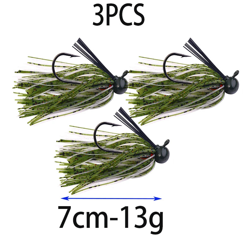 Hengjia 10g Weedless Skirted Bass Jig Finesse Flipping Jig Swim Jig Carp Freshwater Fishing Football Jig Fishing Tackle