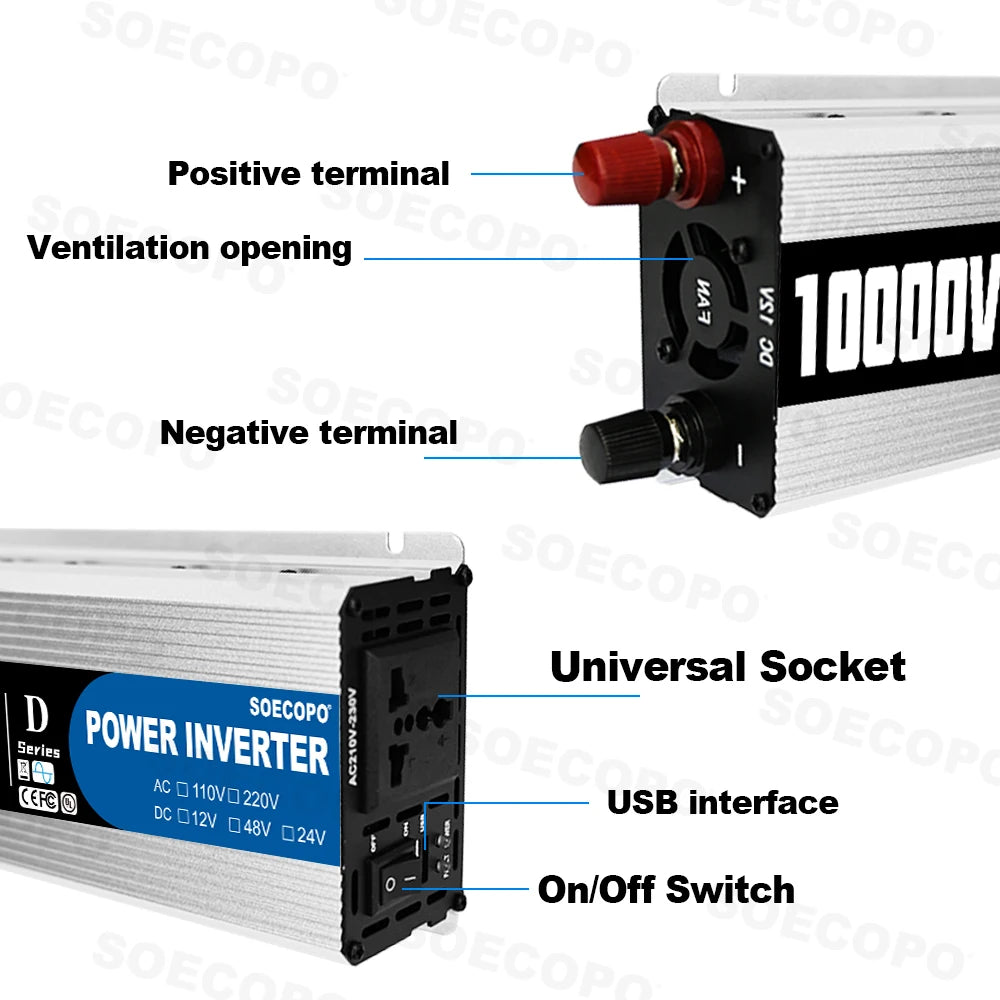 SOECOPO 10000W Peak 1100W Rated Solar Power System Kit with 800W Solar Panel 100A Charge Controller DC 12V to AC 110V Power Inverter LCD Dual USB for Home RV Camping Off Grid Emergency Backup Ships from USA US Warehouse 2-8 D
