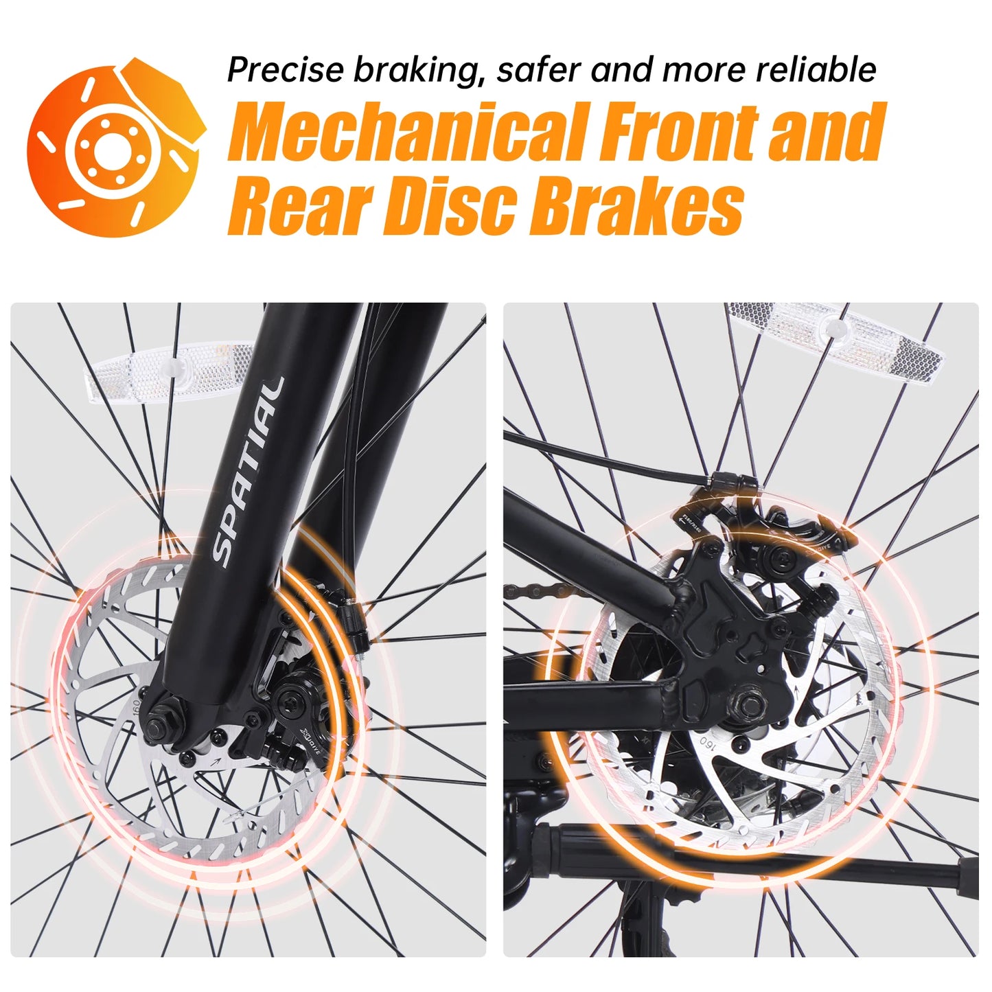 Spatial 24'' Mountain Bike 21-Speed MTB with Disc Brake And Front Suspension For Teens Students Commuter And Off-Road Bicycle