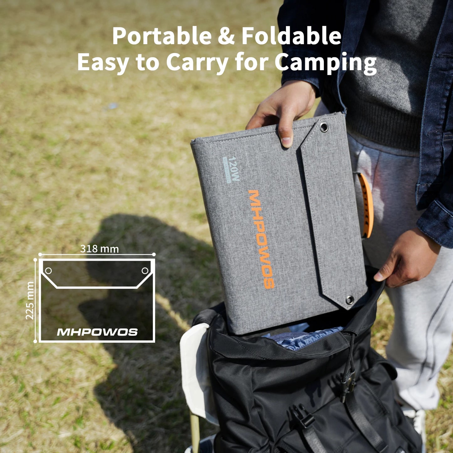 MHPOWOS 120W/80W/40W Foldable Solar Panel USB C/USB A/DC Output Solar Charger For Cell Phone Outdoor Waterproof Power Bank for Camping