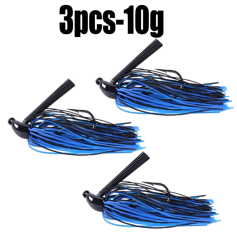 Hengjia 10g Weedless Skirted Bass Jig Finesse Flipping Jig Swim Jig Carp Freshwater Fishing Football Jig Fishing Tackle