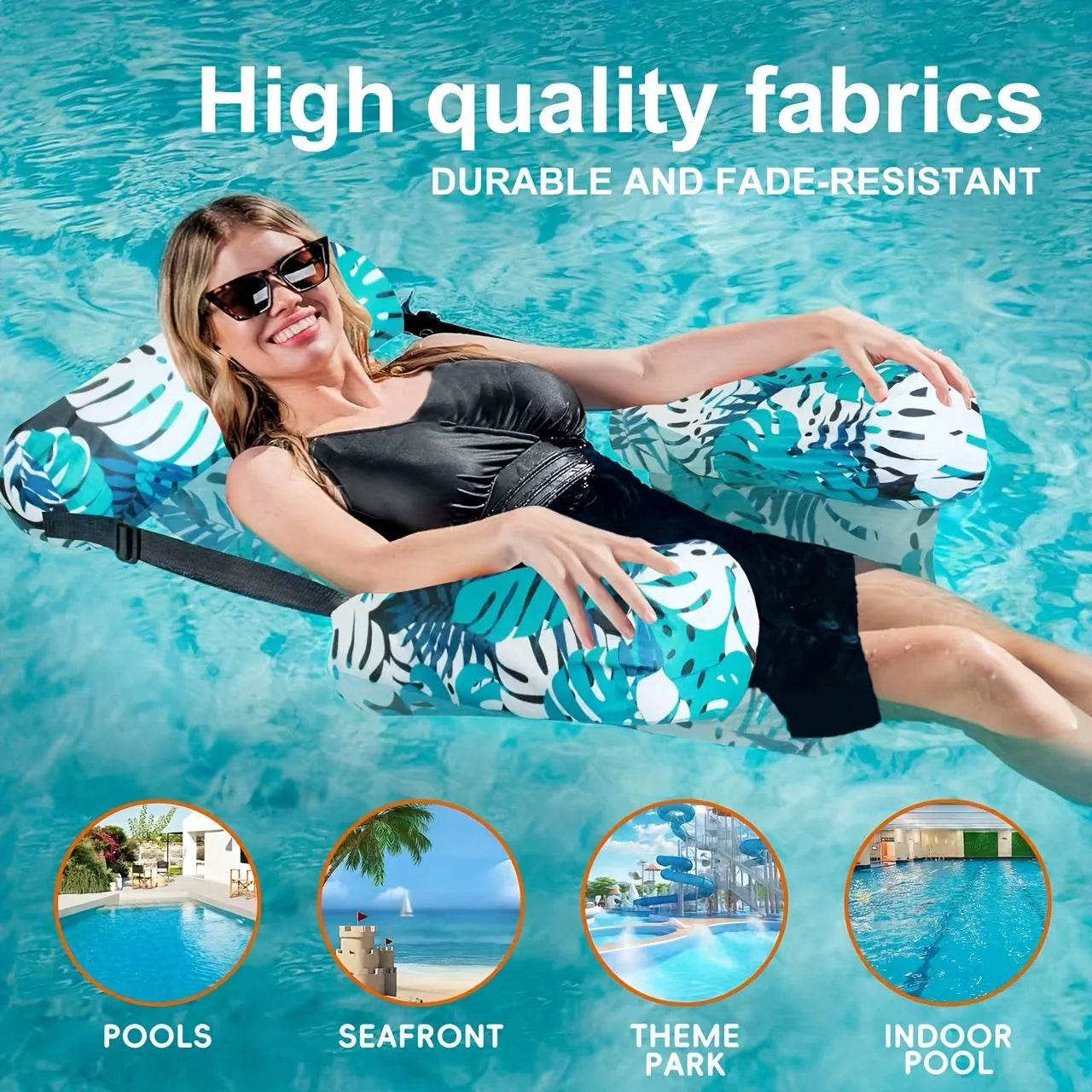 1/2pcs Adult Inflatable Pool Lounge Chair,Durable PVC Floating Bed for Beach &Swimming Pool,Foldable Water Lounger, Mixed Colors