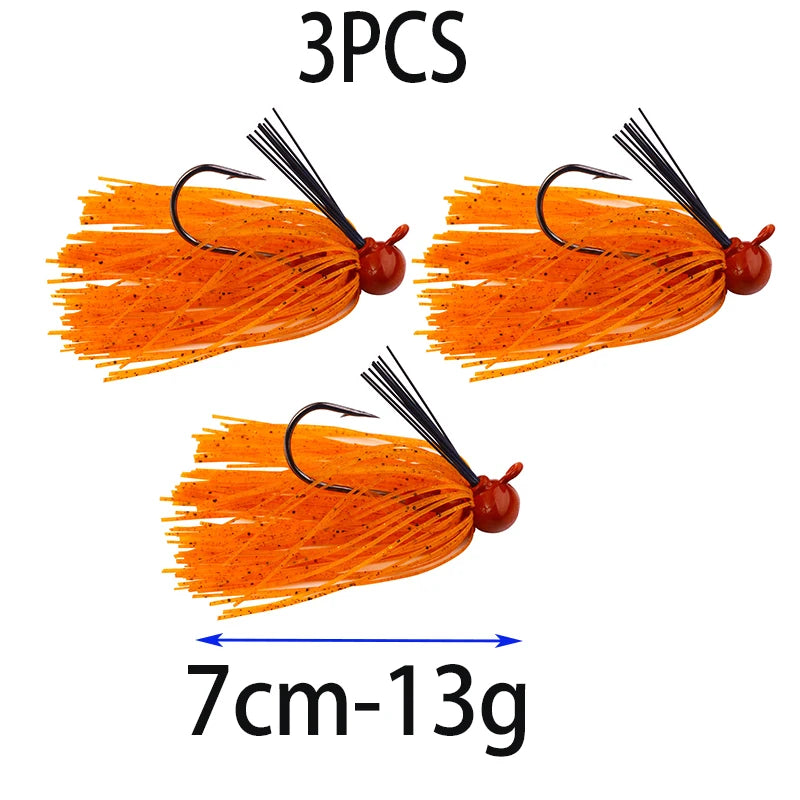 Hengjia 10g Weedless Skirted Bass Jig Finesse Flipping Jig Swim Jig Carp Freshwater Fishing Football Jig Fishing Tackle