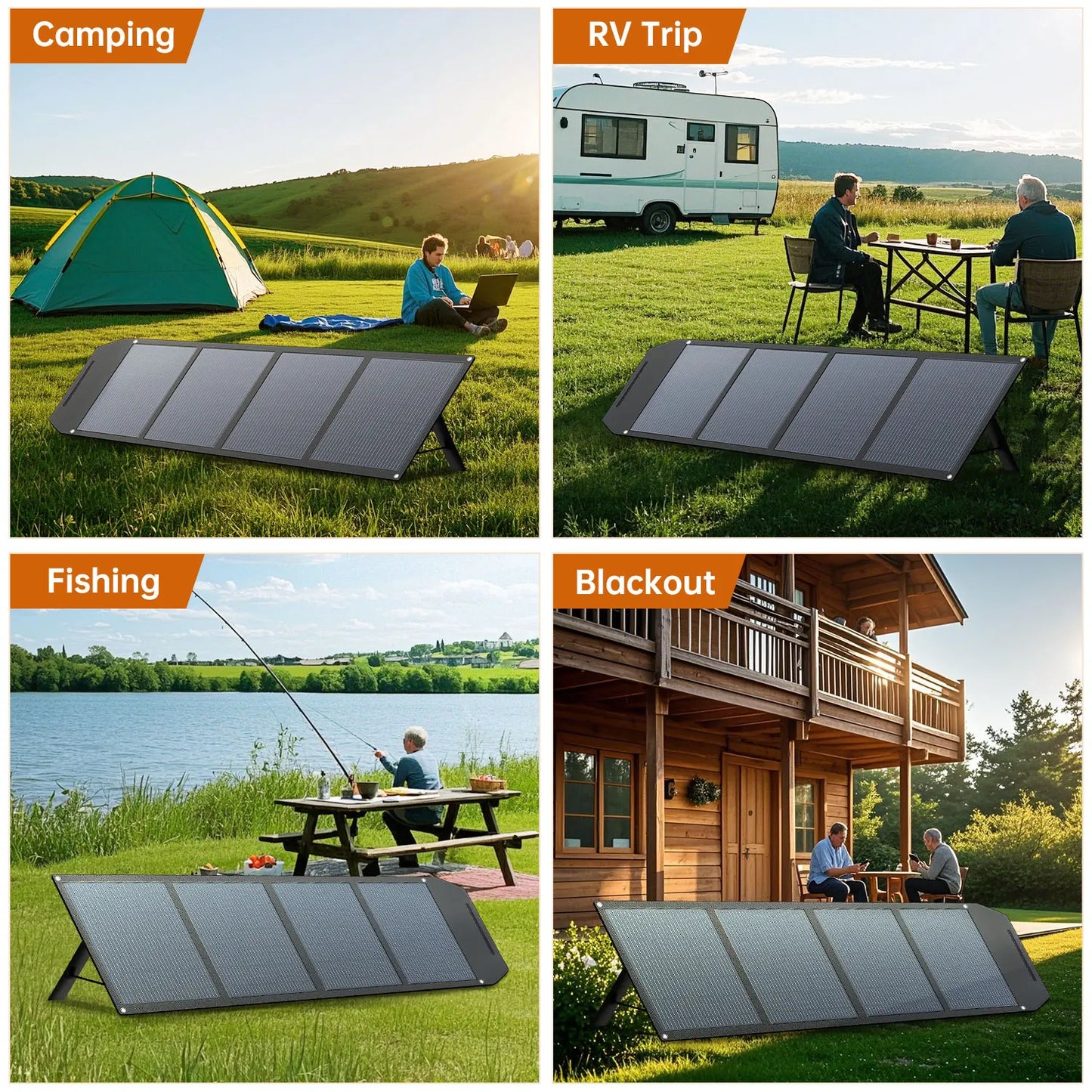 LVYUAN Foldable Solar Panel 120W 200W 300W 400W Portable Solar Charger with Monocrystalline Cells MC4 Connector High Efficiency Solar Panel for Portable Power Station RV Camping Outdoor Off Grid Battery Charging