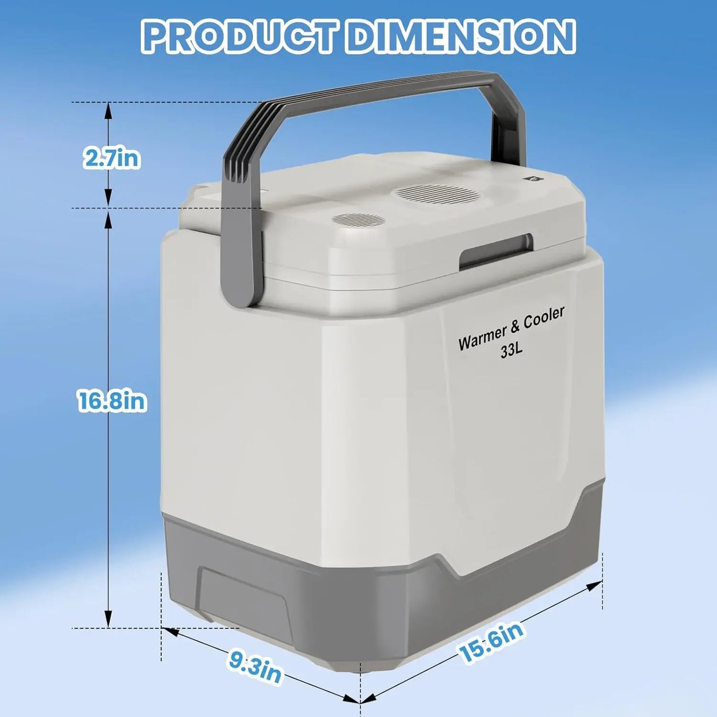 35QT Electric Cooler and Warmer, Plug In Cooler with 12V & AC Power, 33L Portable Car Refrigerator for Car & Home, Travel Cooler with Automatic Locking Handle for Camping & Road Trips