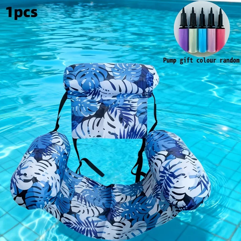 1/2pcs Adult Inflatable Pool Lounge Chair,Durable PVC Floating Bed for Beach &Swimming Pool,Foldable Water Lounger, Mixed Colors